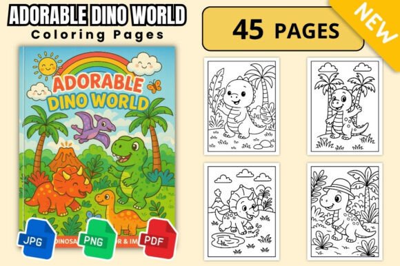 Adorable Dino World Coloring Book Fun