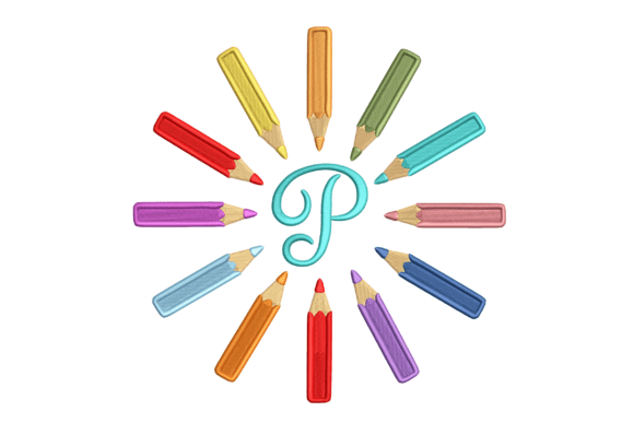 Brighten Up the Classroom with a Vibrant Pencil Circle Monogram Frame Embroidery Design