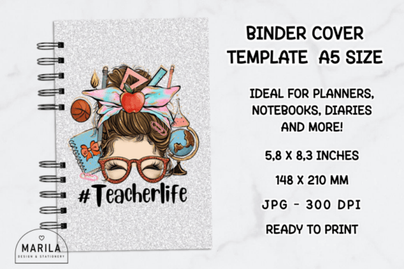 Brunette Messy Bun Teacher Life Cover: Elevate Your Organization with Style