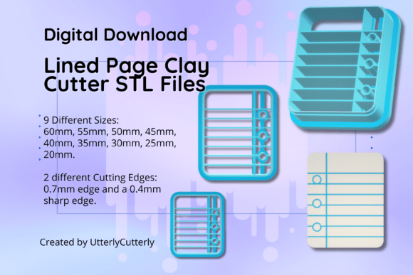 Clay Cutter STL File Lined Paper- Back T