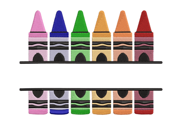 Crayon Banner: A Vibrant Embroidery Design for Creative Projects