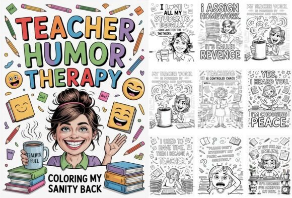 Sarcasm Coloring PNG Pages for Teachers: A Digital Break from the Chaos
