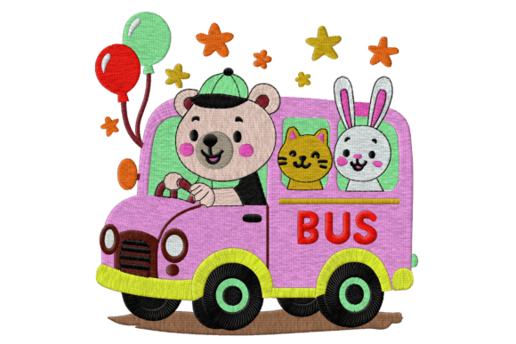The Joy of Stitching: Bringing the Cute Animal School Bus to Life in Your Embroidery Projects